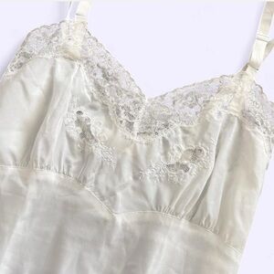 Vintage Barbizon Lace Trim Slip Dress Sheer Romantic Lingerie L